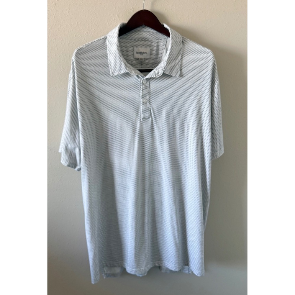 Goodfellow & Co Men's XXL Polo NWT White Navy Geometric Stretch Preppy
